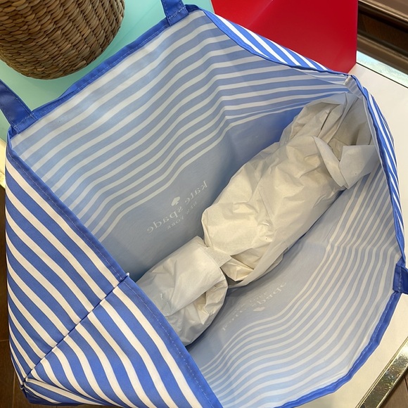 Kate Spade Purple-Blue Canvas Tote XL Reusable Shopping Beach Bag - Picture 6 of 16